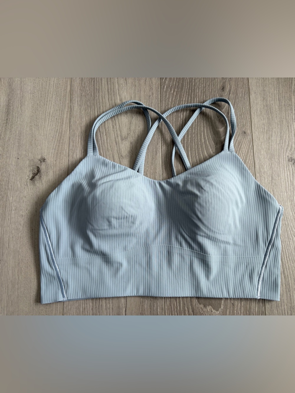 lululemon athletica Light Blue Ribbed Strappy Tank Sports Bra